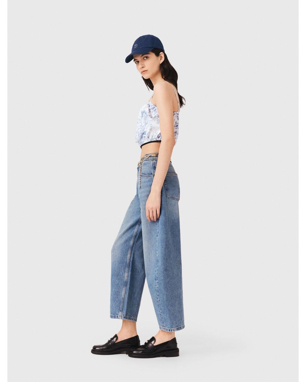 Maje Blue Patterned Top With Straps