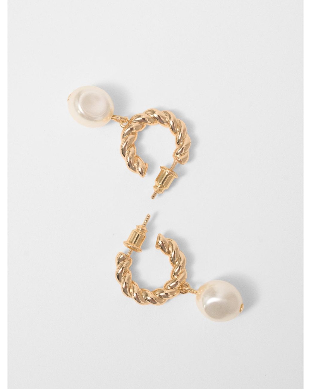 Maje White Twisted Bead Hoop Earrings