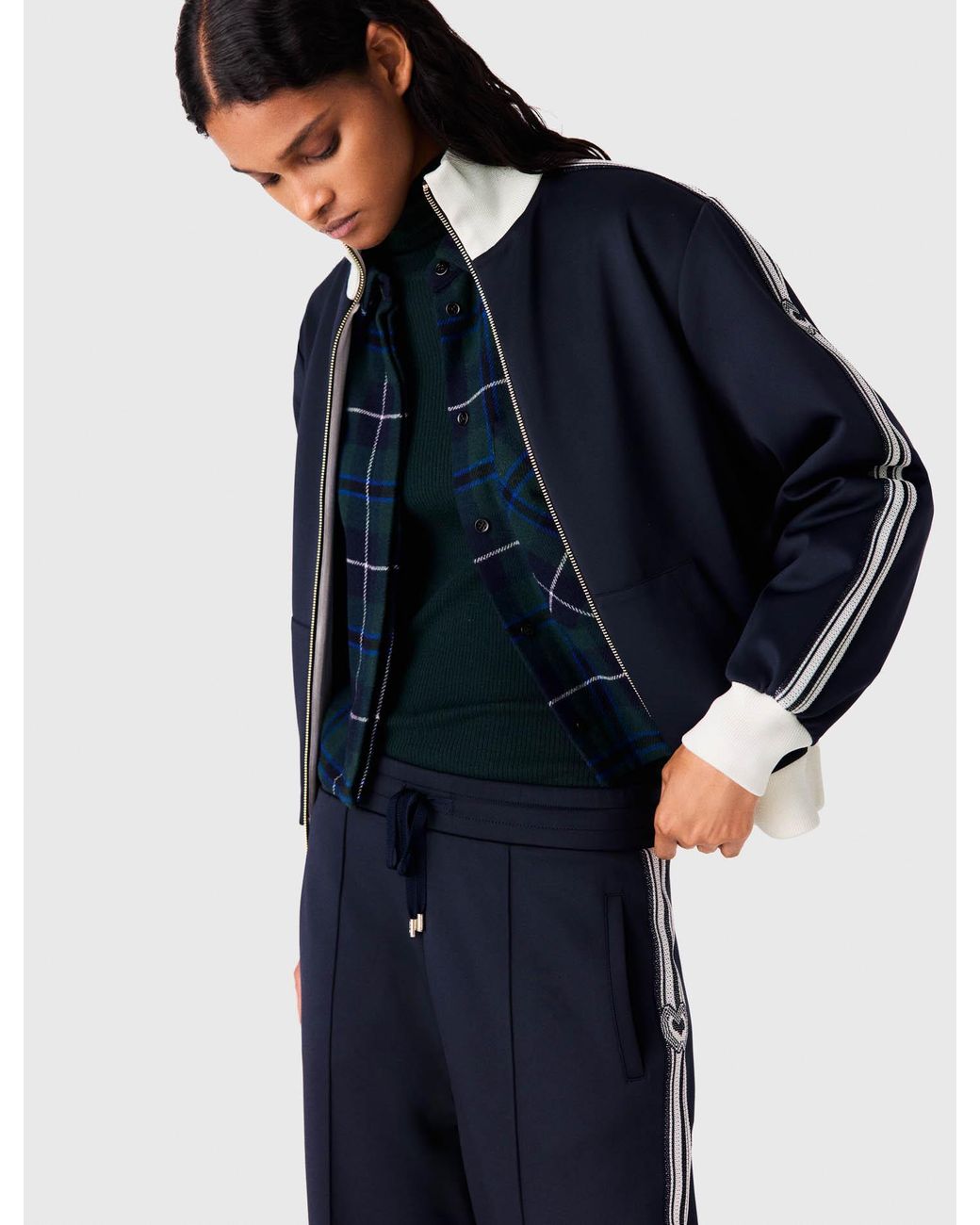 Maje Blue Zip-Up Sweatshirt