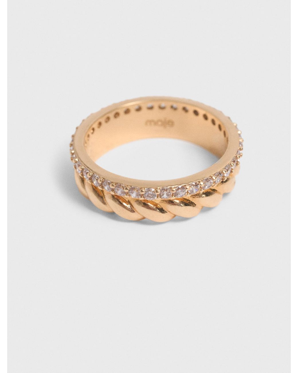 Maje White Twisted Rhinestone Ring