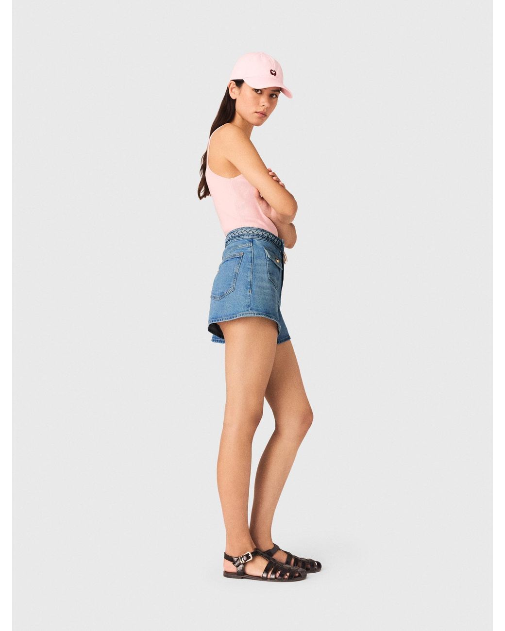 Maje Blue Braided Denim Shorts