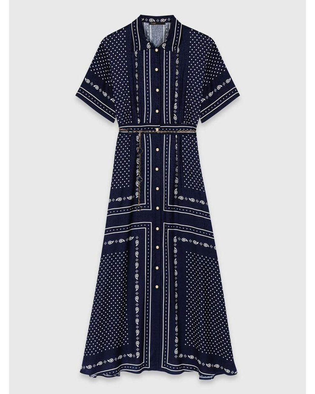 Maje Blue Flowy Patterned Maxi Dress