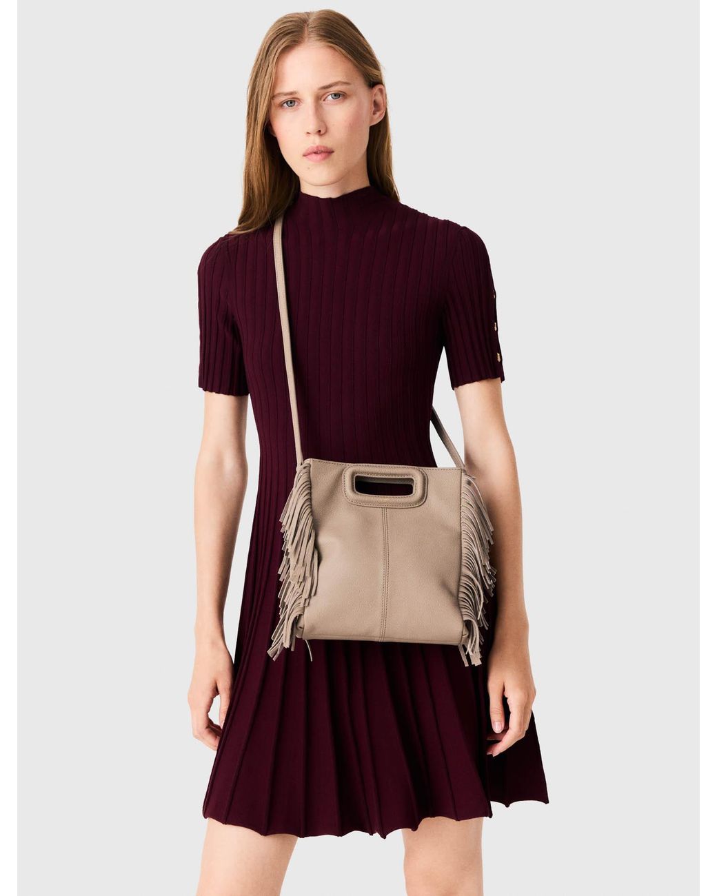 Maje Natural Grained Leather M Bag