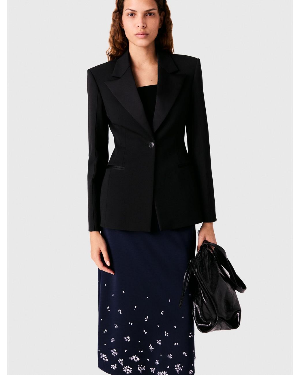 Maje Black Slim-Fit Tuxedo Jacket