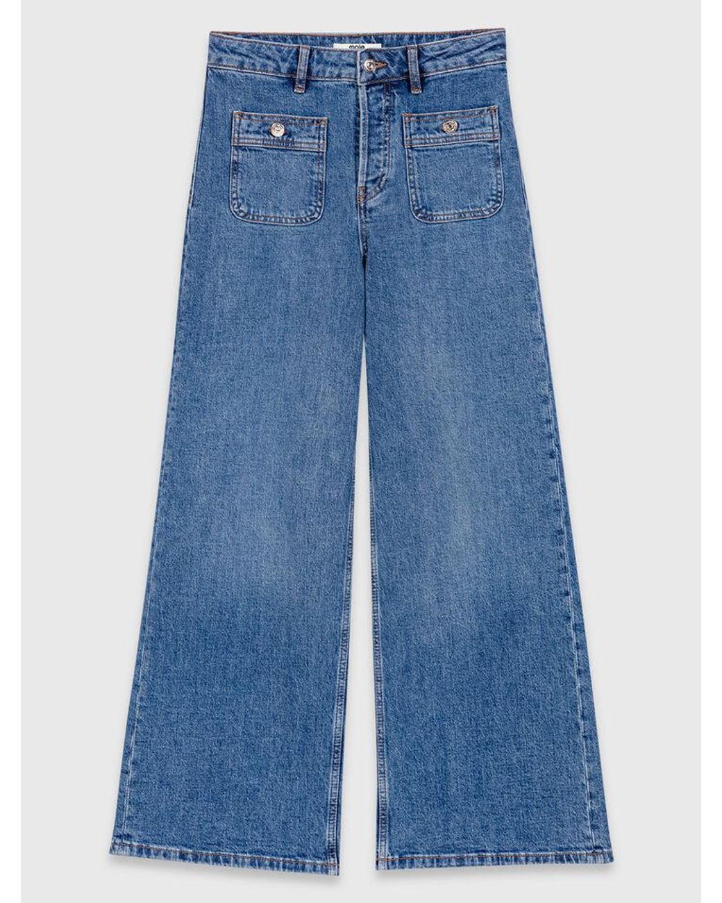 Maje Blue Wide-Leg Jeans With Patch Pockets