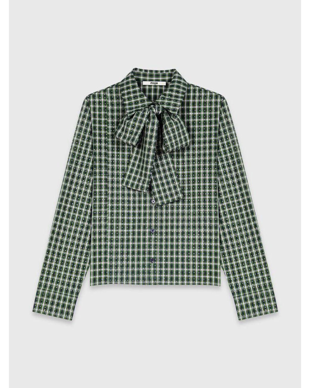 Maje Green Rhinestone Shirt With Tie