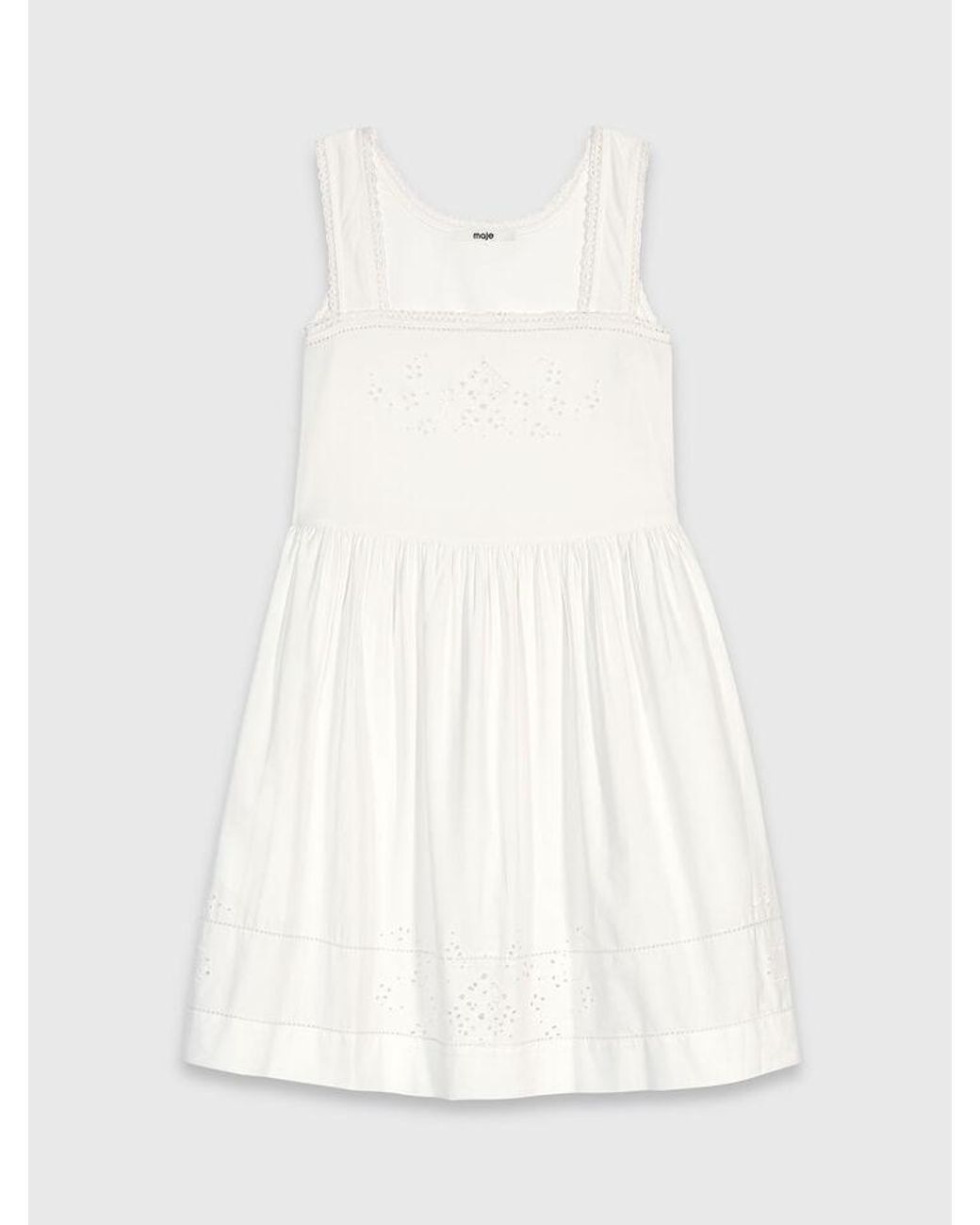 Maje White Short Dress With Lace Trim