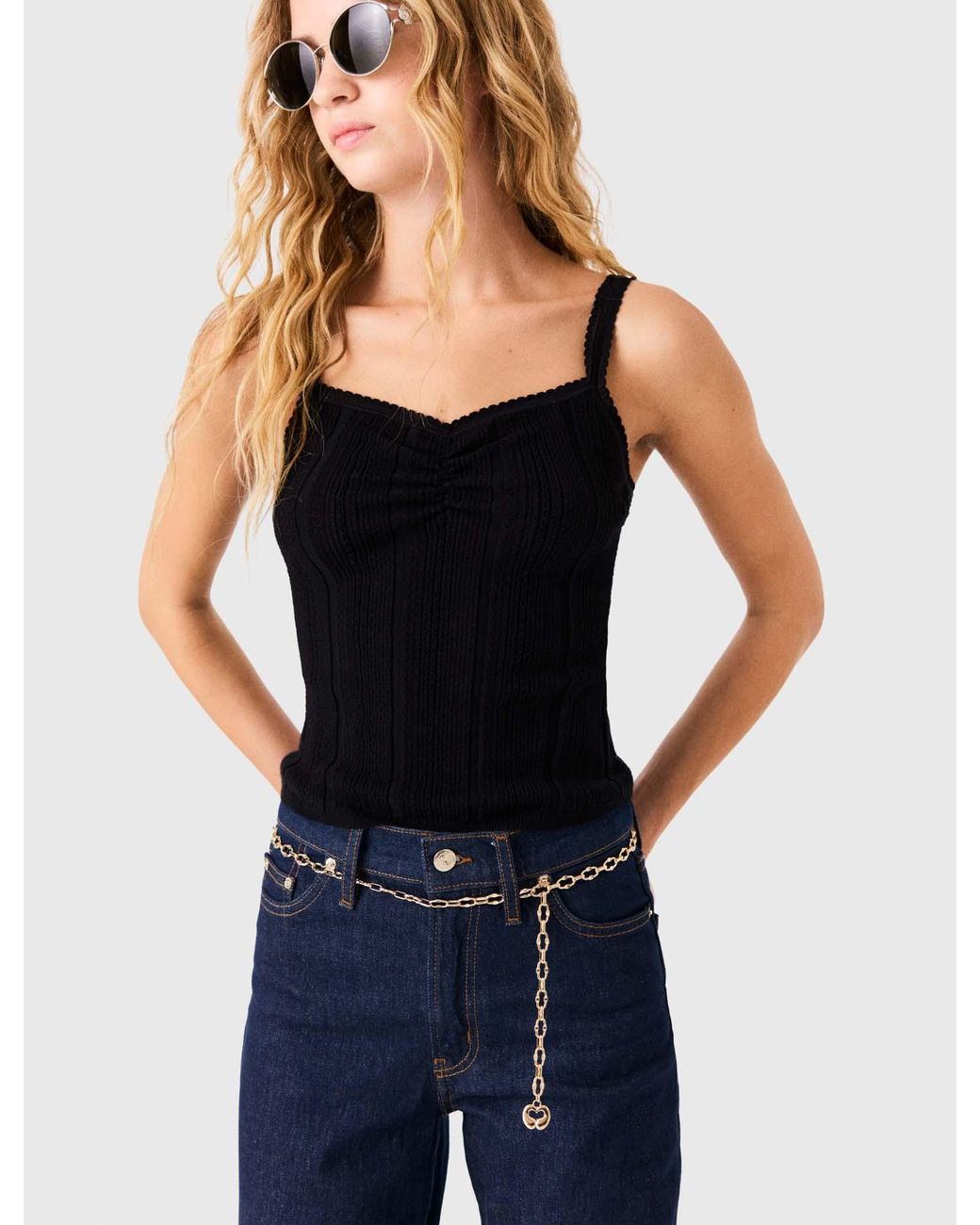 Maje Blue Pointelle Knit Twinset