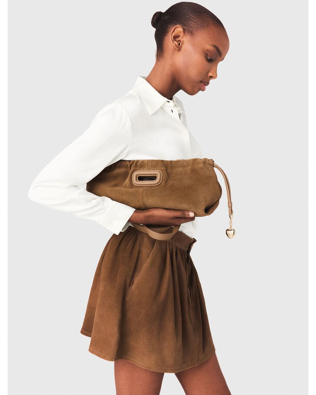 Maje White Suede Milpli Gazette Bag