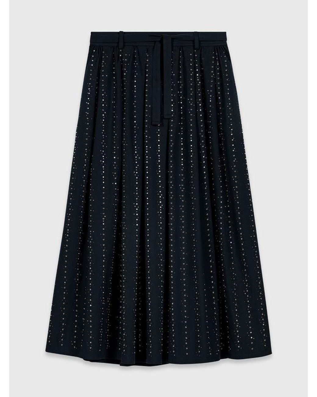 Maje White Long Rhinestone Cotton Skirt