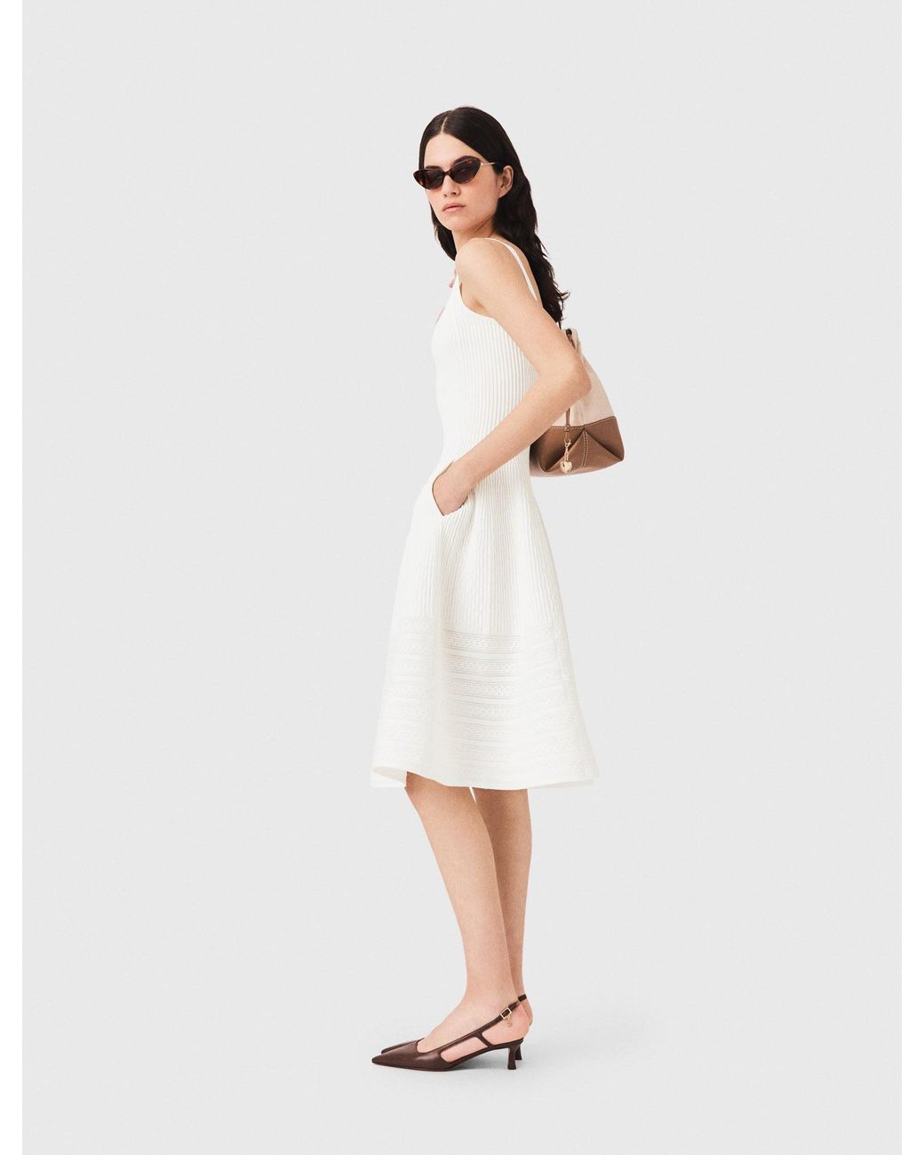 Maje White Knit Maxi Dress
