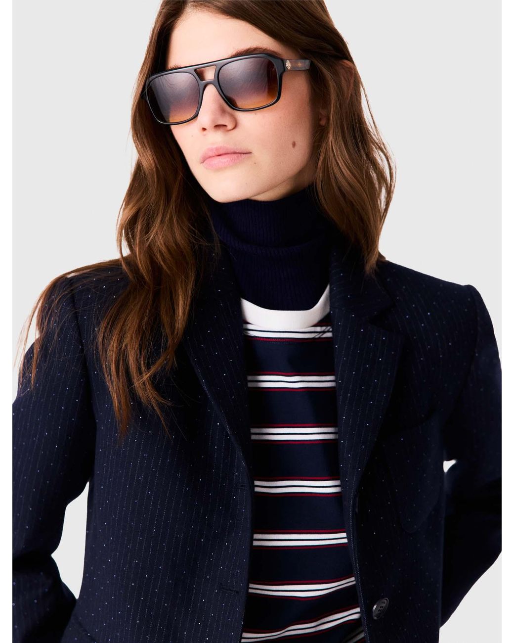 Maje Blue Cropped Suit Jacket