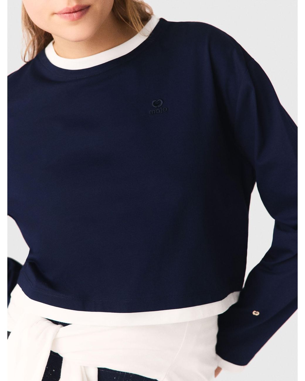 Maje Blue Layered-Effect T-Shirt