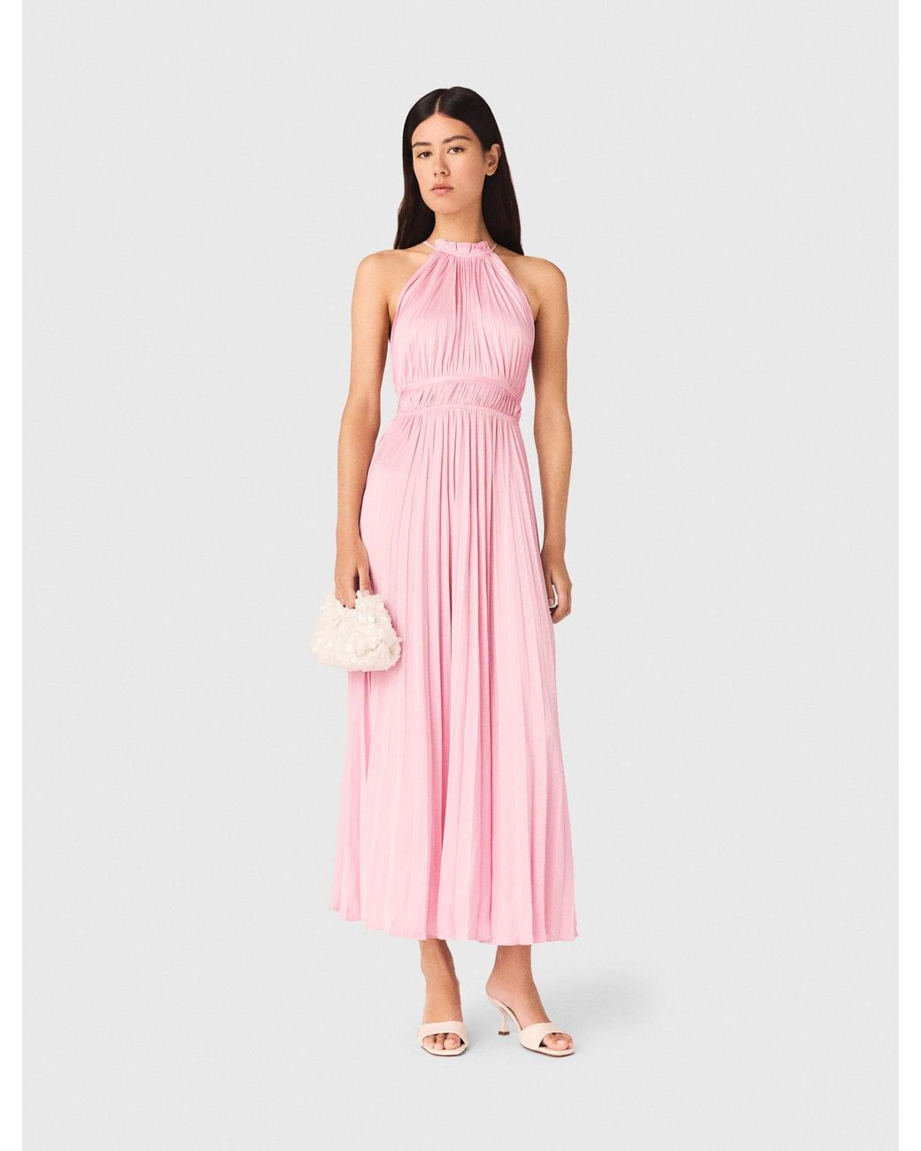 Maje Pink Pleated Maxi Dress