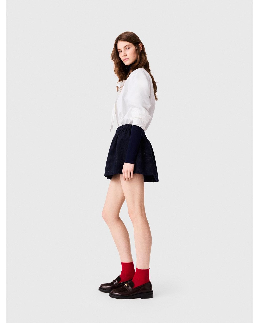 Maje White Short Tailored Rhinestone Skirt