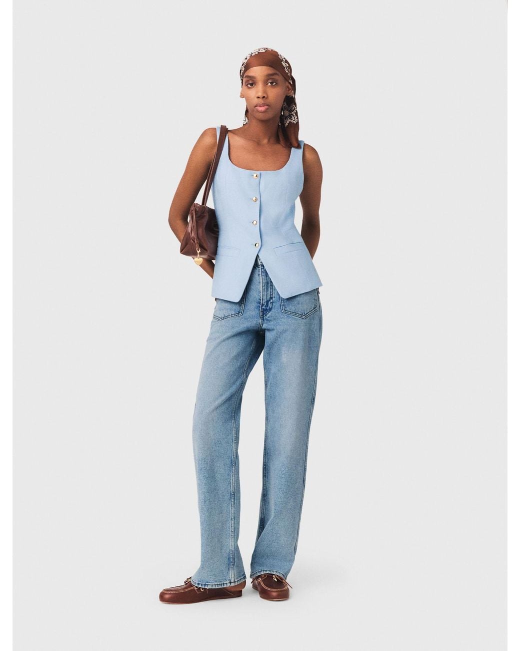 Maje Blue Long Tailored Jacket