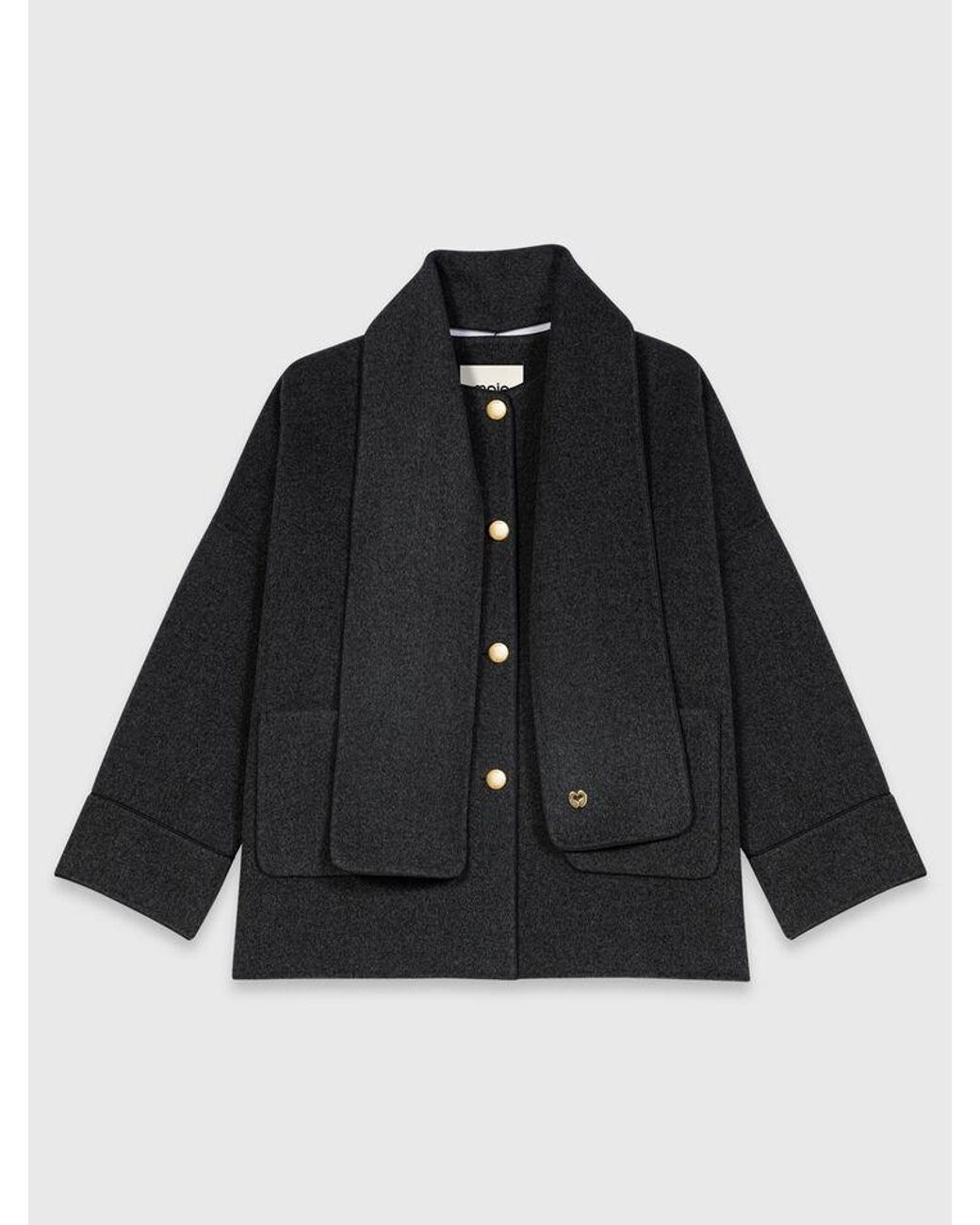 Maje Blue Coat With Removable Scarf