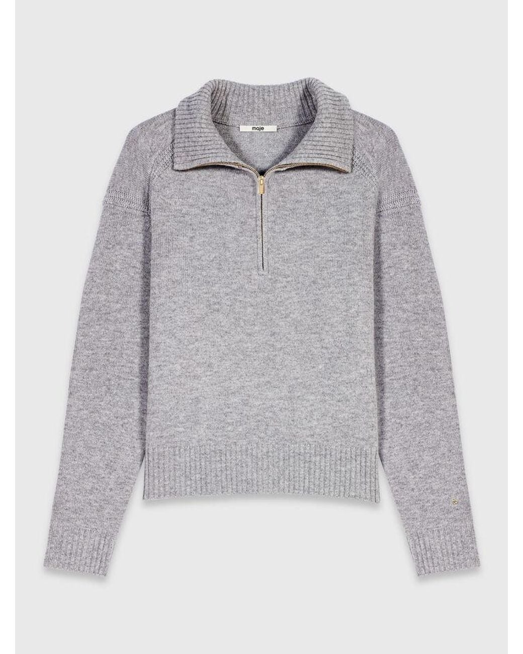 Pull Avec Col Zippé Maje en coloris Blue