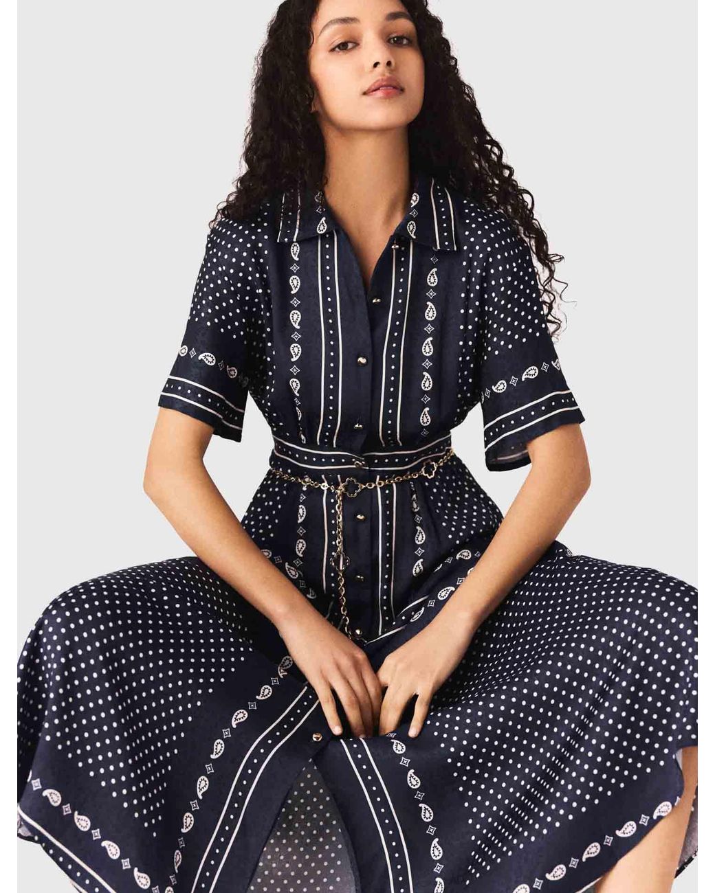 Maje Blue Flowy Patterned Maxi Dress