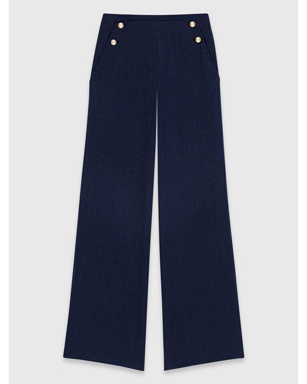 Maje Blue Linen-Blend Sailor Trousers