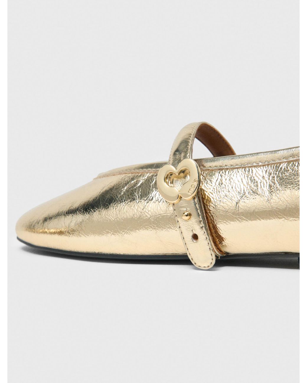 Maje White Metallic Leather Ballet Flats