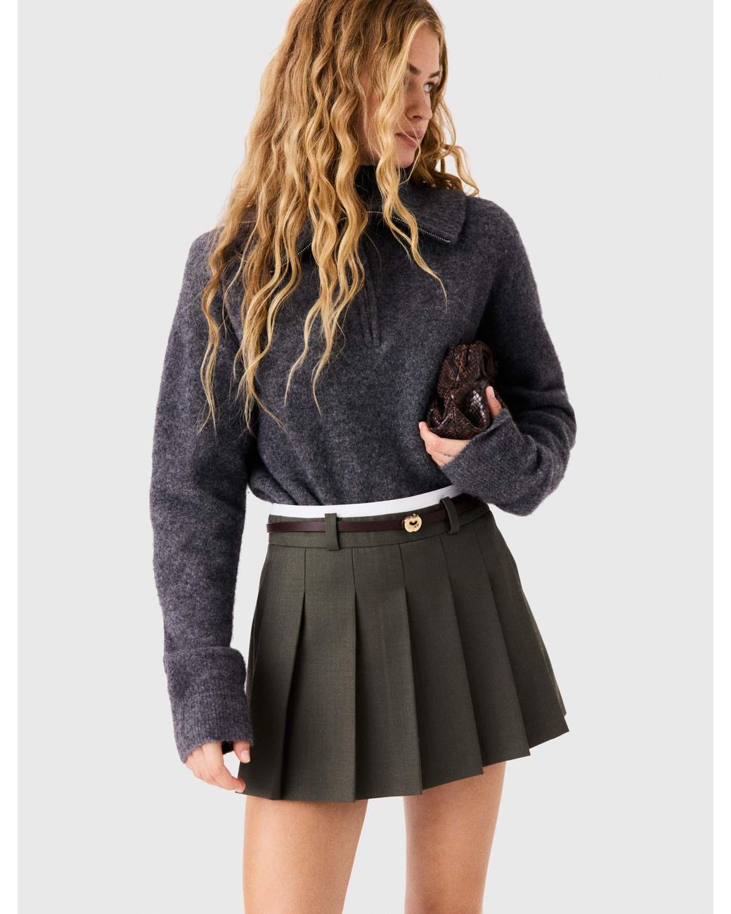 Maje Black Pleated Skirt-Effect Shorts