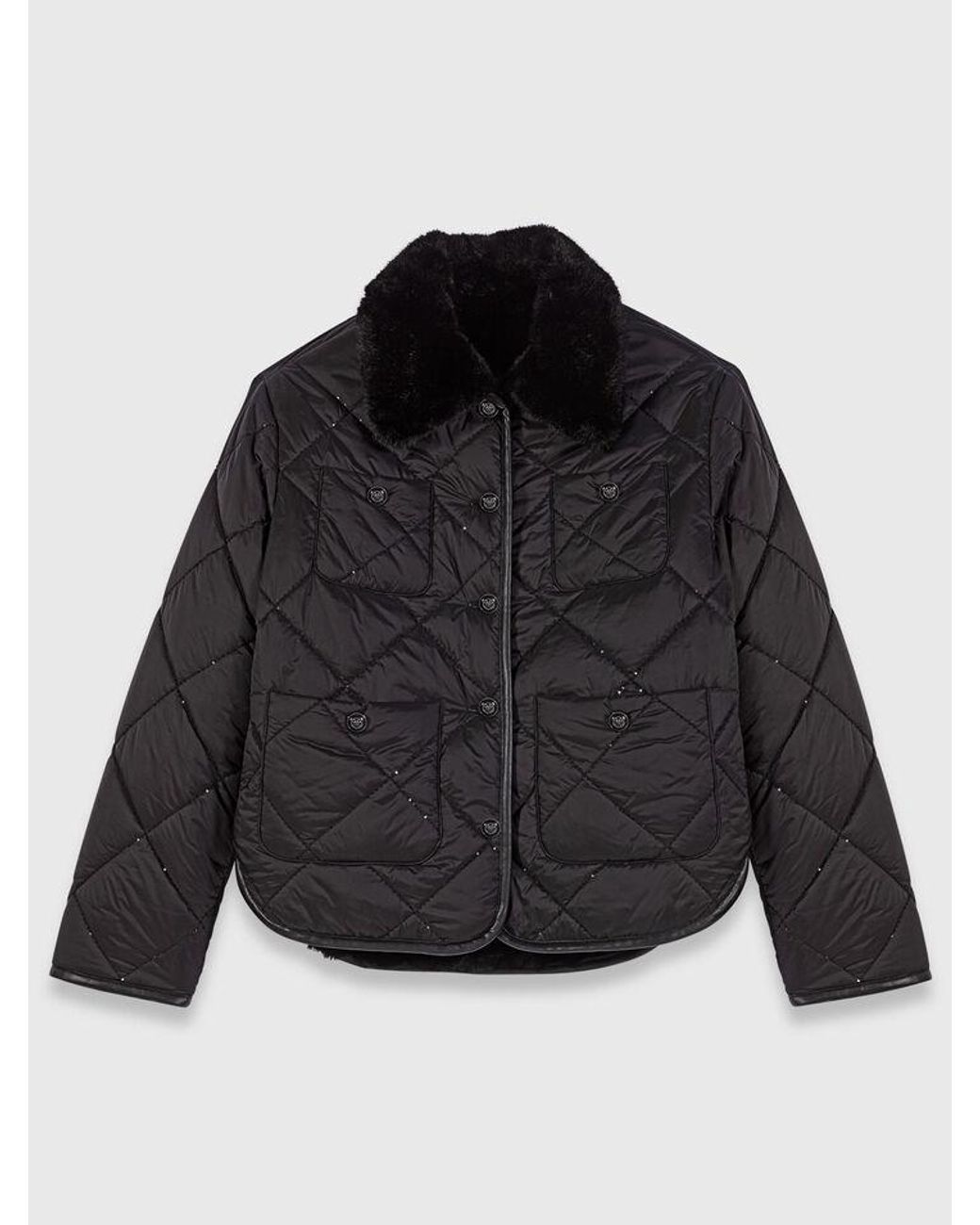 Maje Blue Reversible Sequin Puffer Jacket
