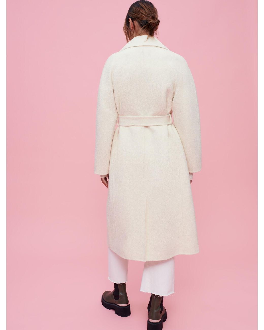 Maje Textured Double-faced Coat in Pink | Lyst