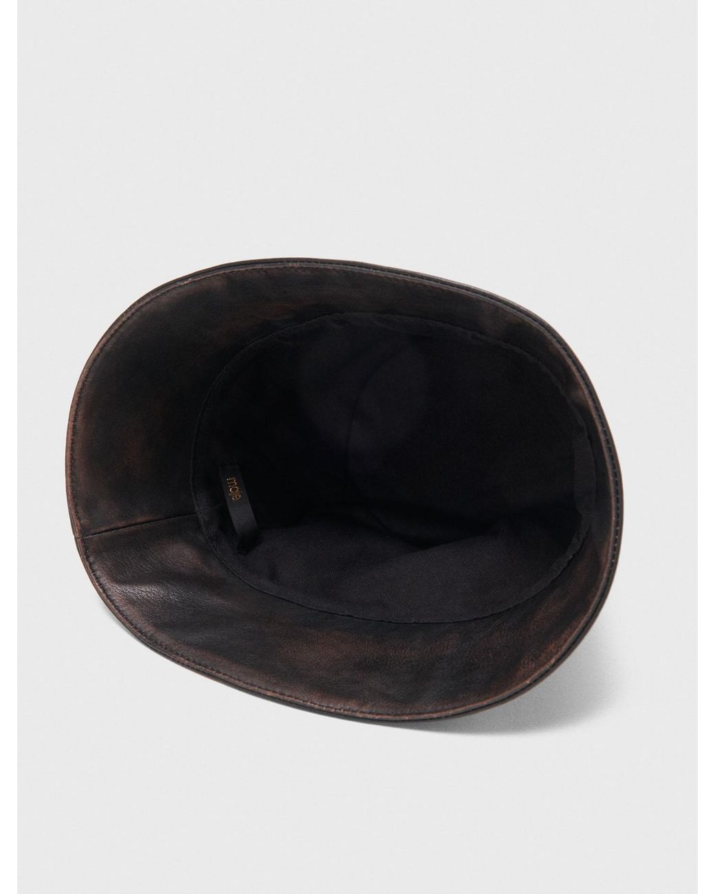 Maje White Distressed Leather Bucket Hat