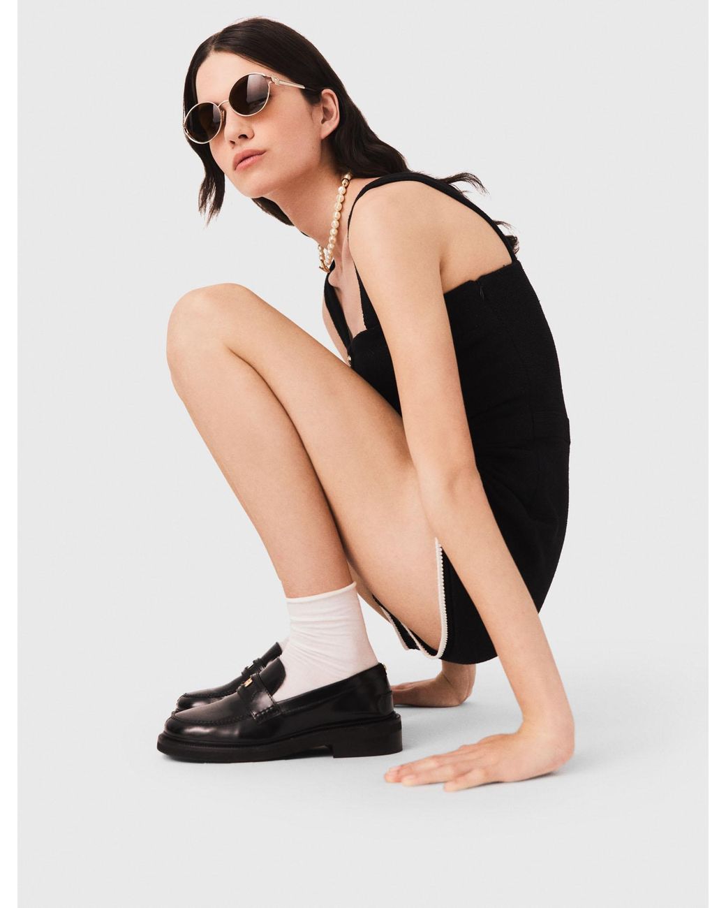Maje Black Tweed Playsuit