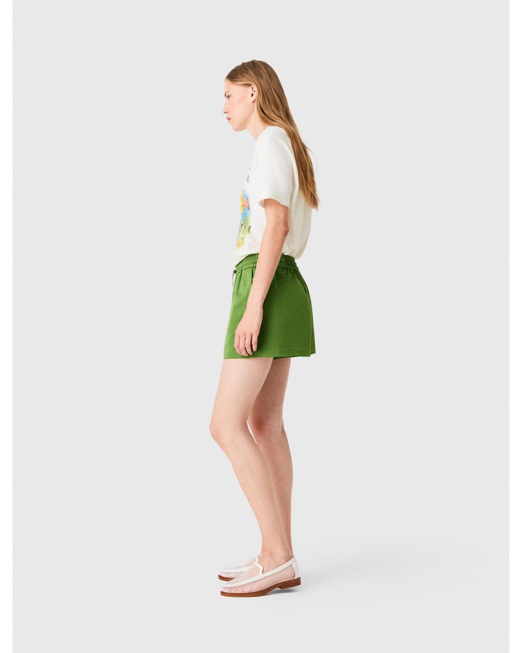Maje Green Technical Fabric Shorts