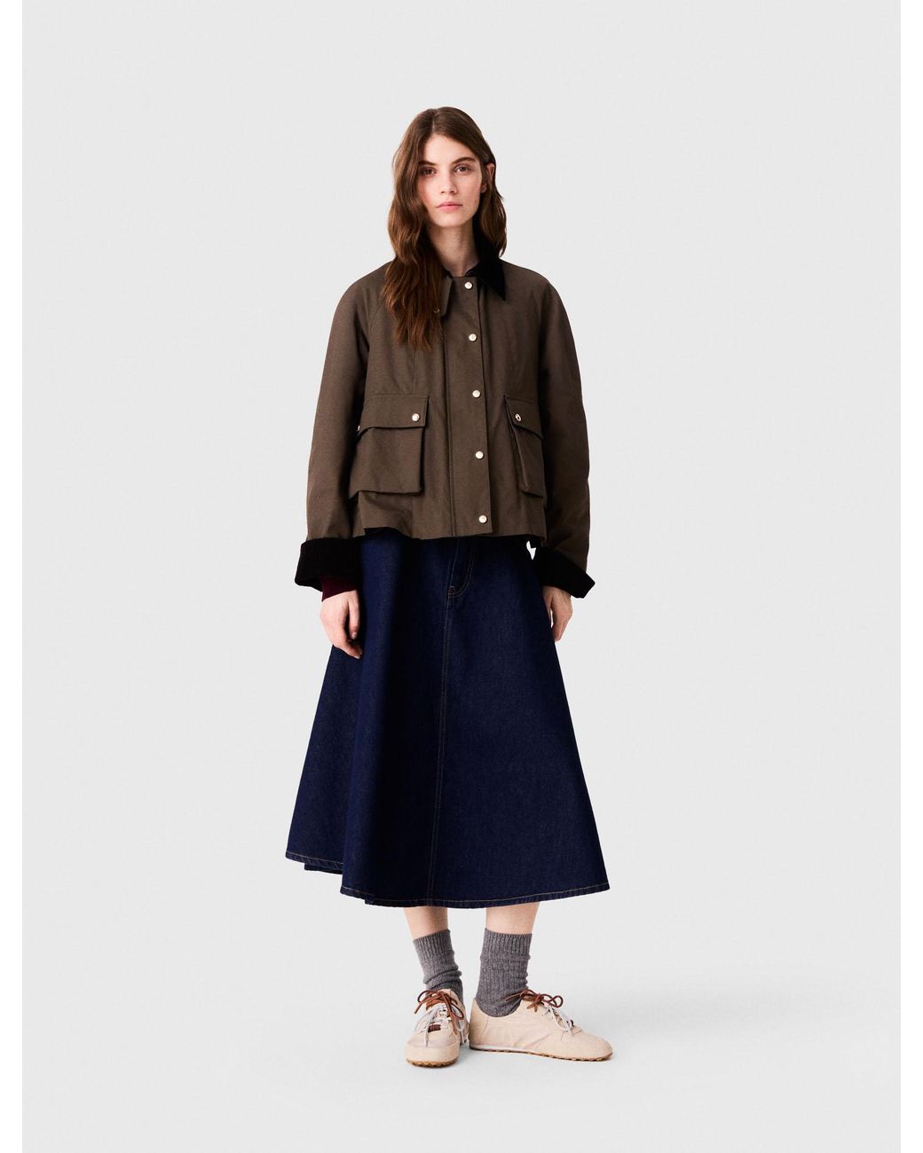 Maje Blue Cotton Trapeze Jacket