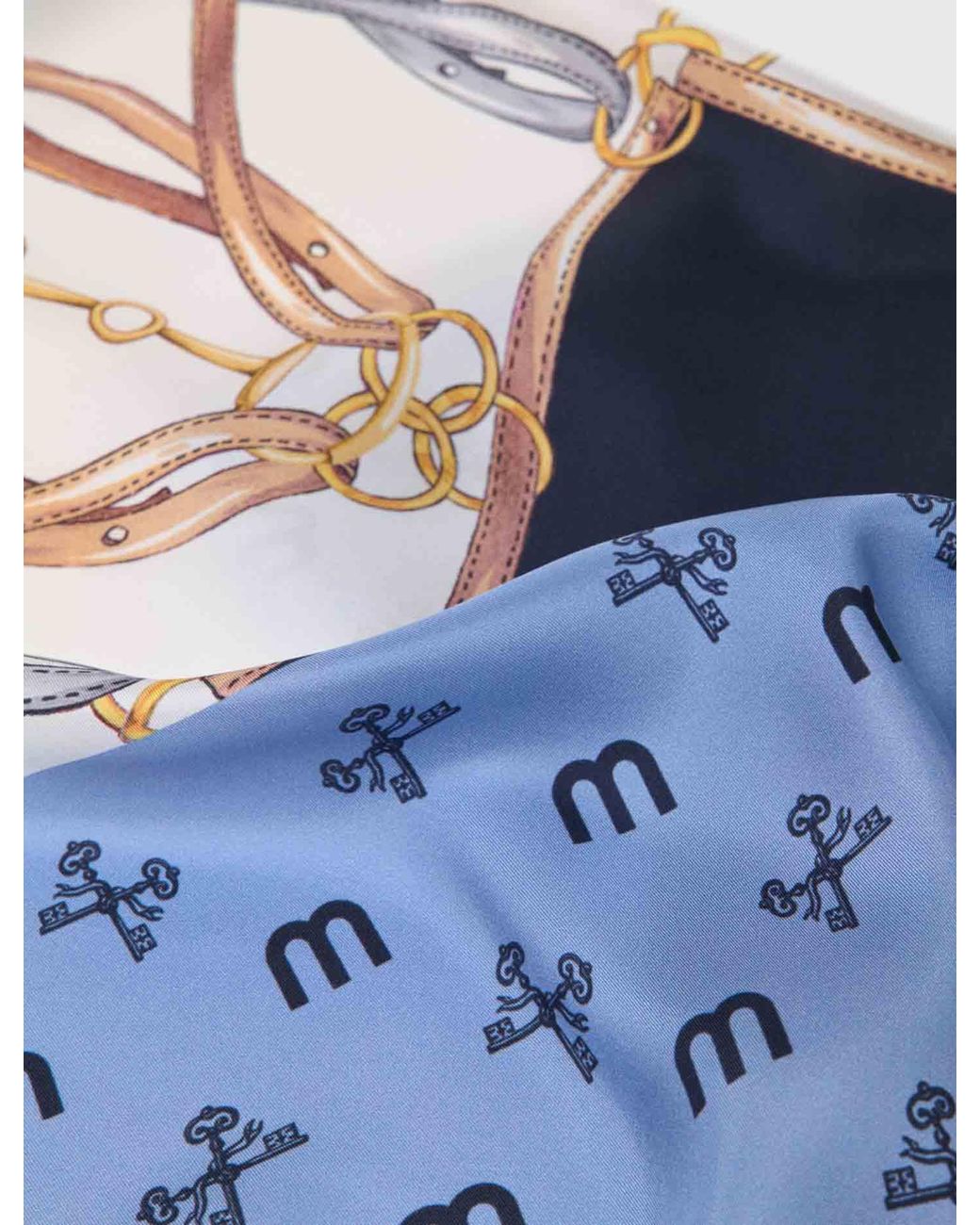 Maje Blue Equestrian Motif Silk Scarf