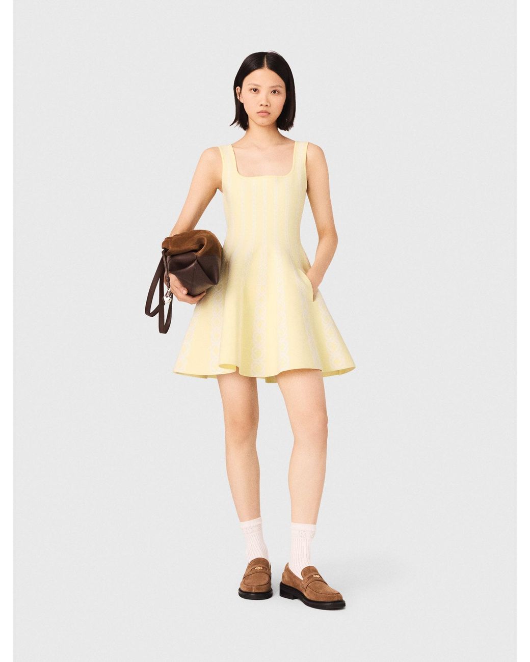Maje White Jacquard Knit Short Dress