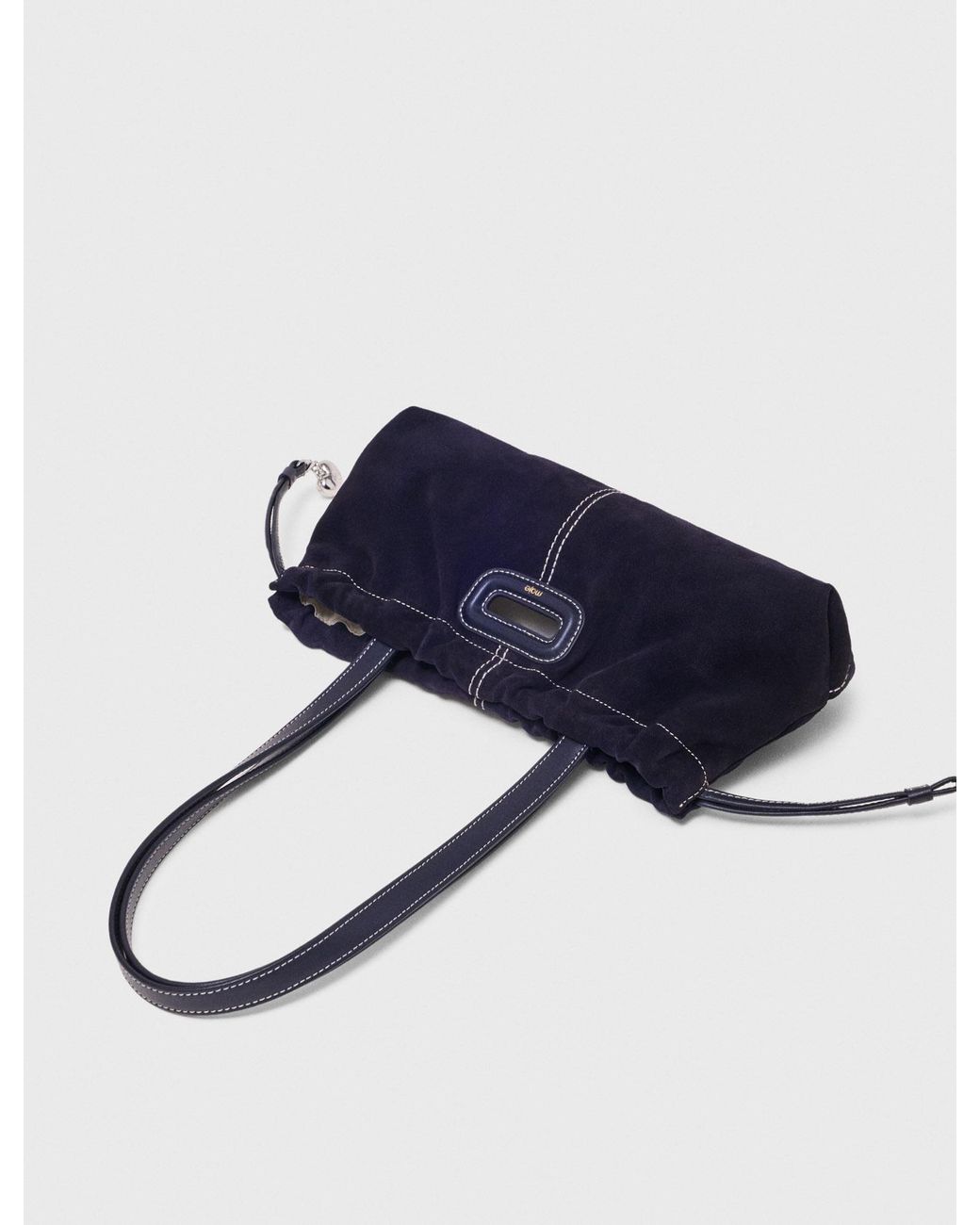 Maje Blue Topstitched Suede Milpli Gazette