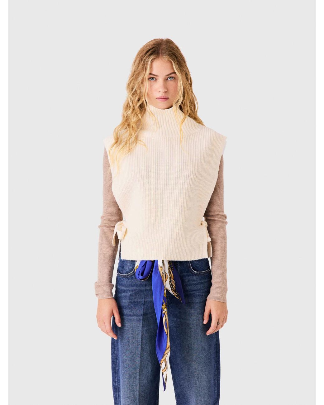 Maje White Wool And Cashmere Collar