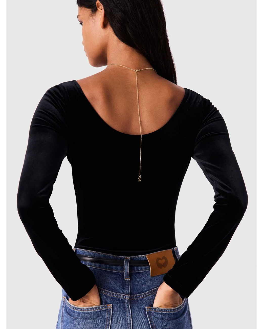 Maje Blue Velvet Bodysuit