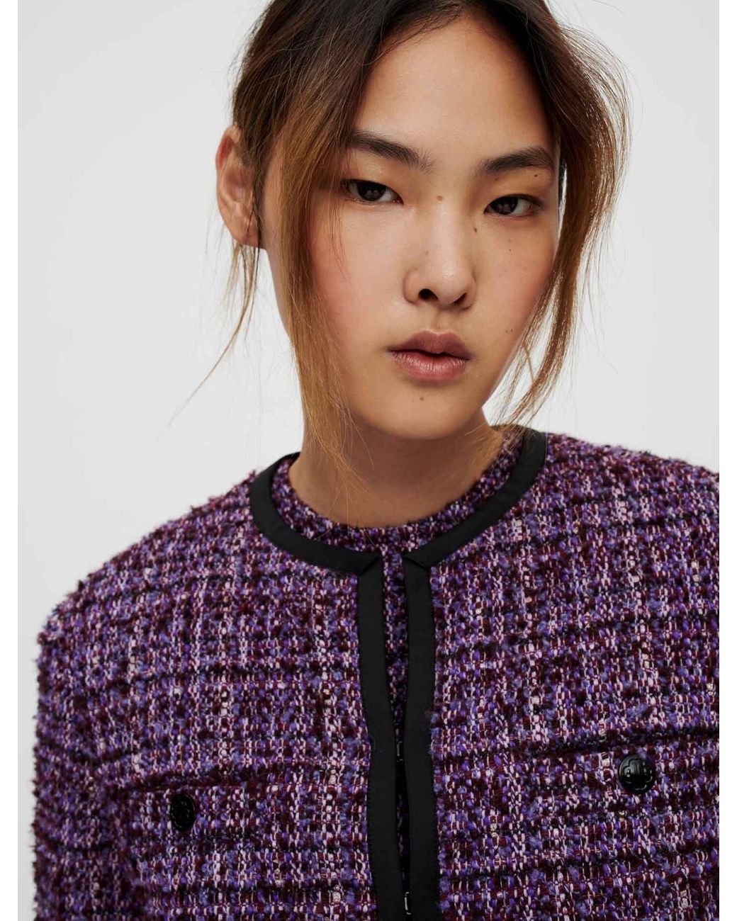Purple tweed jacket womens hot sale