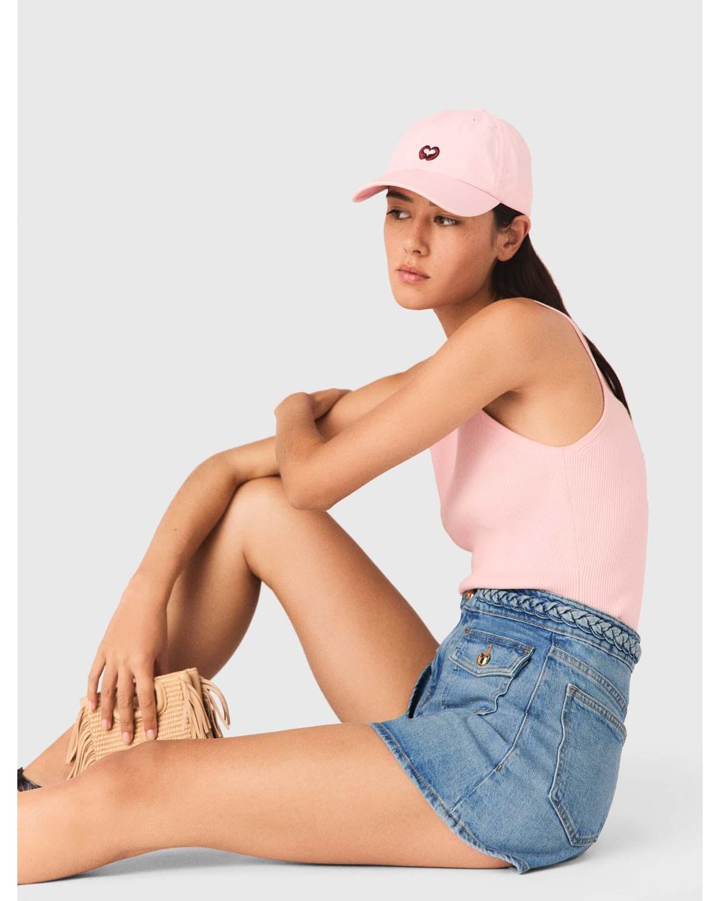 Maje Blue Braided Denim Shorts