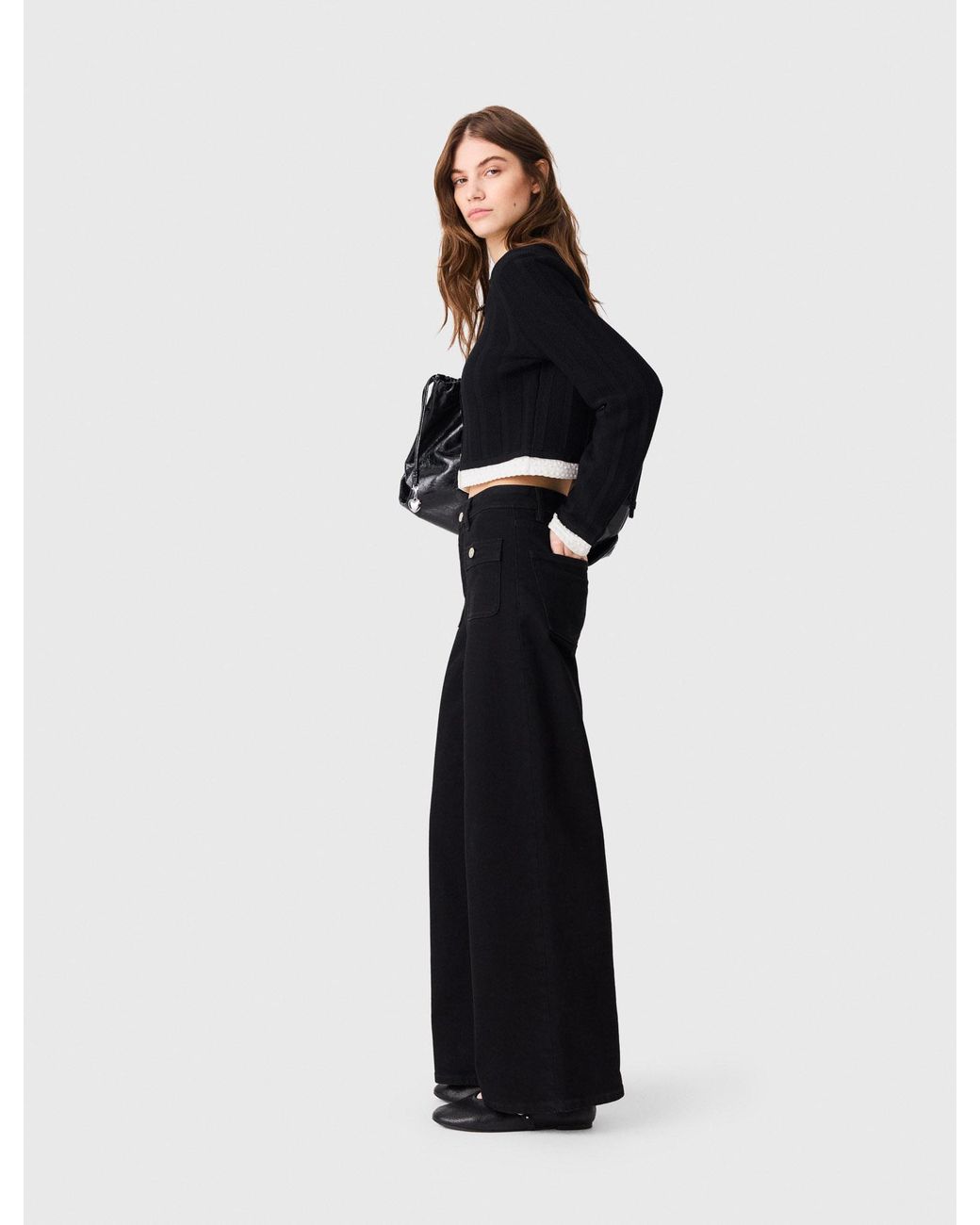 Maje White Straight-Leg Jeans With Patch Pockets