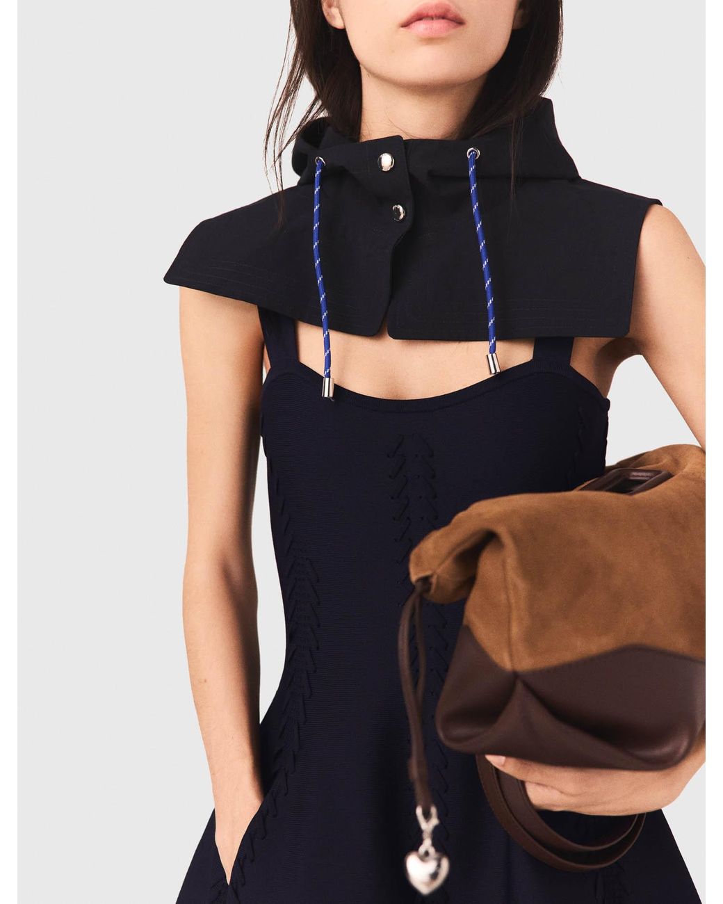 Maje Blue Short Knitted Skater Dress