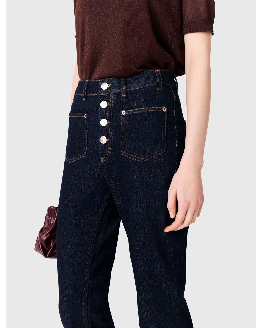 Maje White Denim Jeans With Pockets
