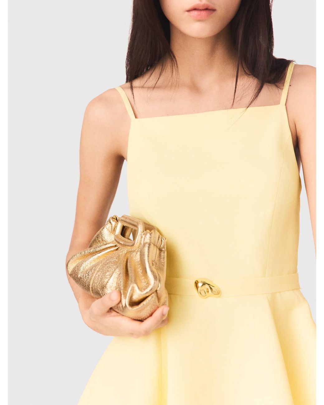 Maje Metallic Leather Milpli Mini Clutch