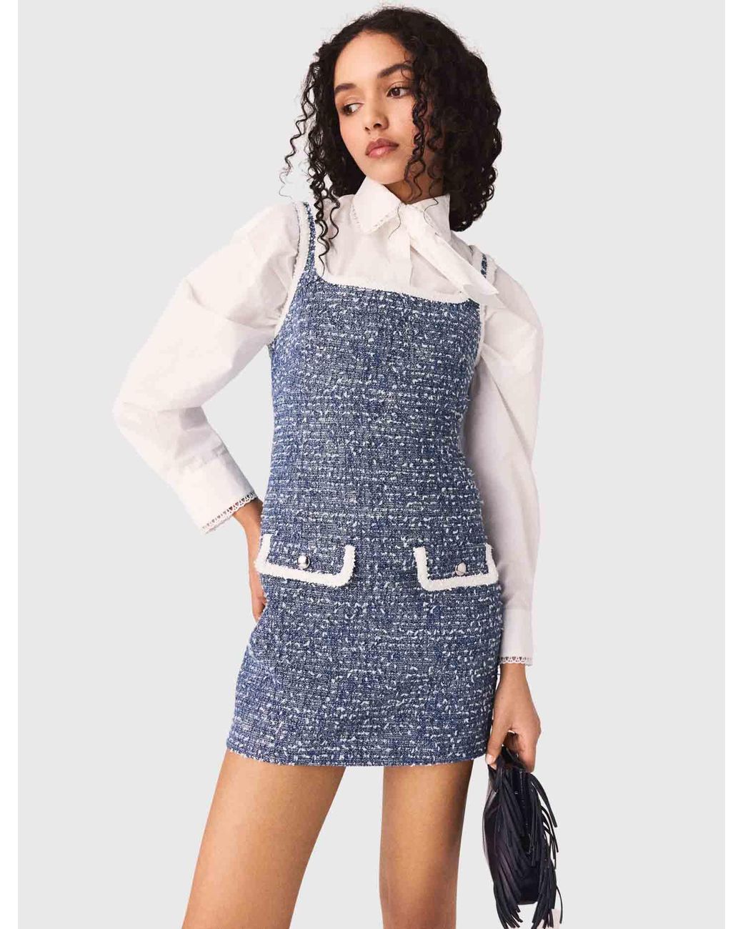 Maje Blue Short Tweed Dress