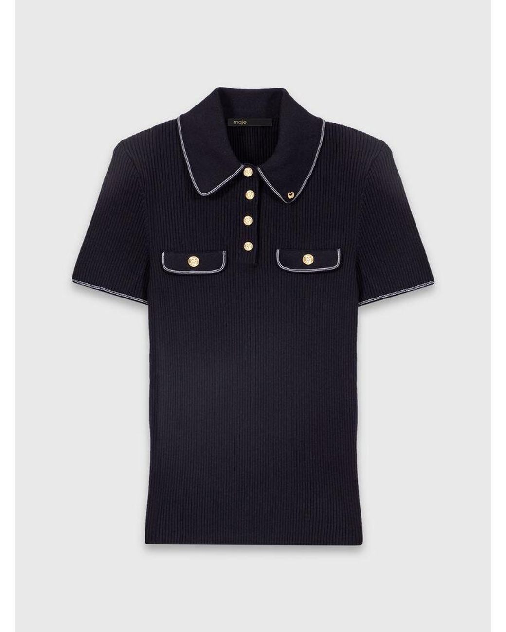 Maje Blue Short-Sleeve Polo Shirt