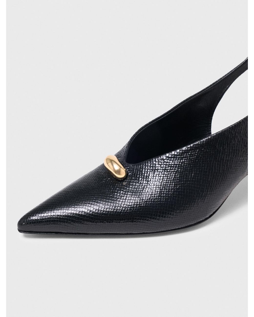 Maje Blue Pointed Embossed Leather Slingbacks