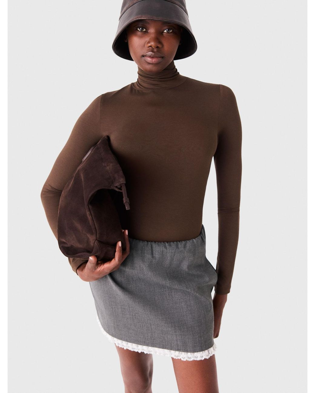 Maje White Roll-Neck T-Shirt