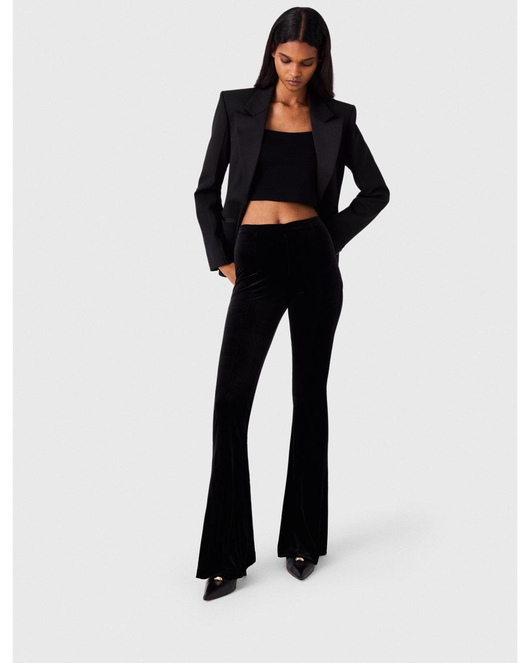 Maje Black Stretch Velour Trousers