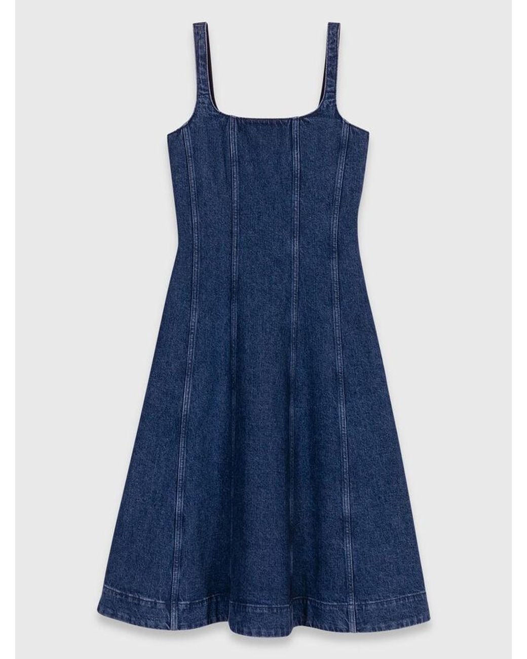 Maje Blue Long Denim Flared Dress