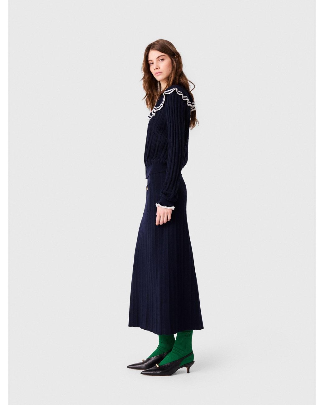 Maje Blue Layered Cape Cardigan